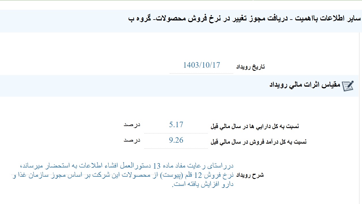 آخرین اخبار کدال ۱۵ دی ۱۴۰۳/ مجوز افزایش قیمت به برخی  شرکت‌های دارویی و روغن نباتی